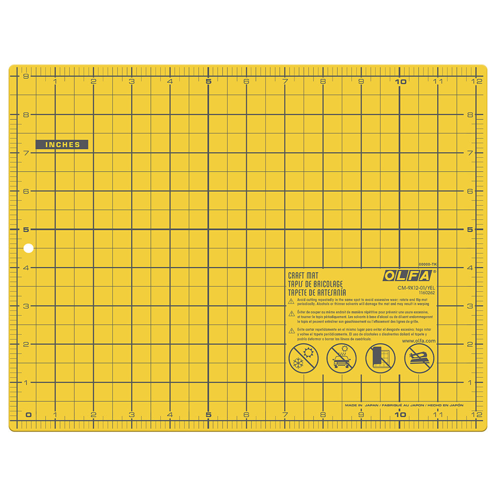 Olfa OLFA CM-9x12-01/YEL - 9 x 12 Double-Sided Cutting Mat (Yellow)