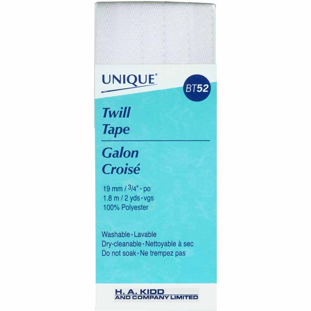 Unique UNIQUE Twill Tape 19mm x 1.8m - White