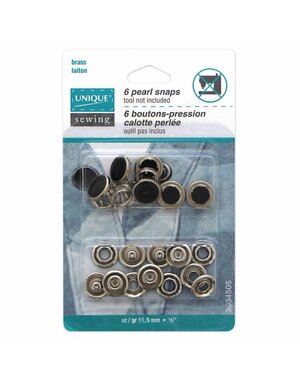 Unique UNIQUE SEWING Pearl Snaps Black -11.5mm (1⁄2) - 6 sets