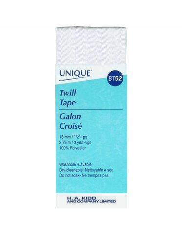 Unique UNIQUE Twill Tape 13mm x 2.75m - White