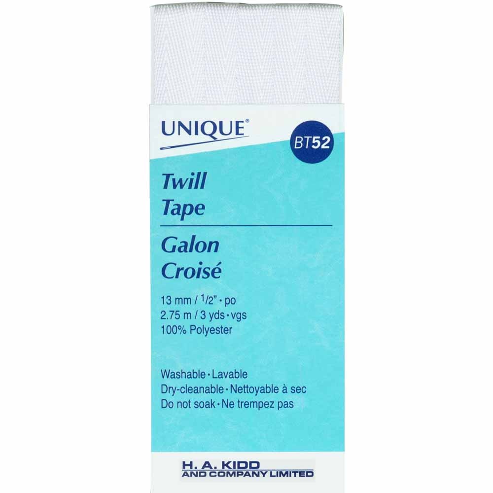 Unique UNIQUE Twill Tape 13mm x 2.75m - White