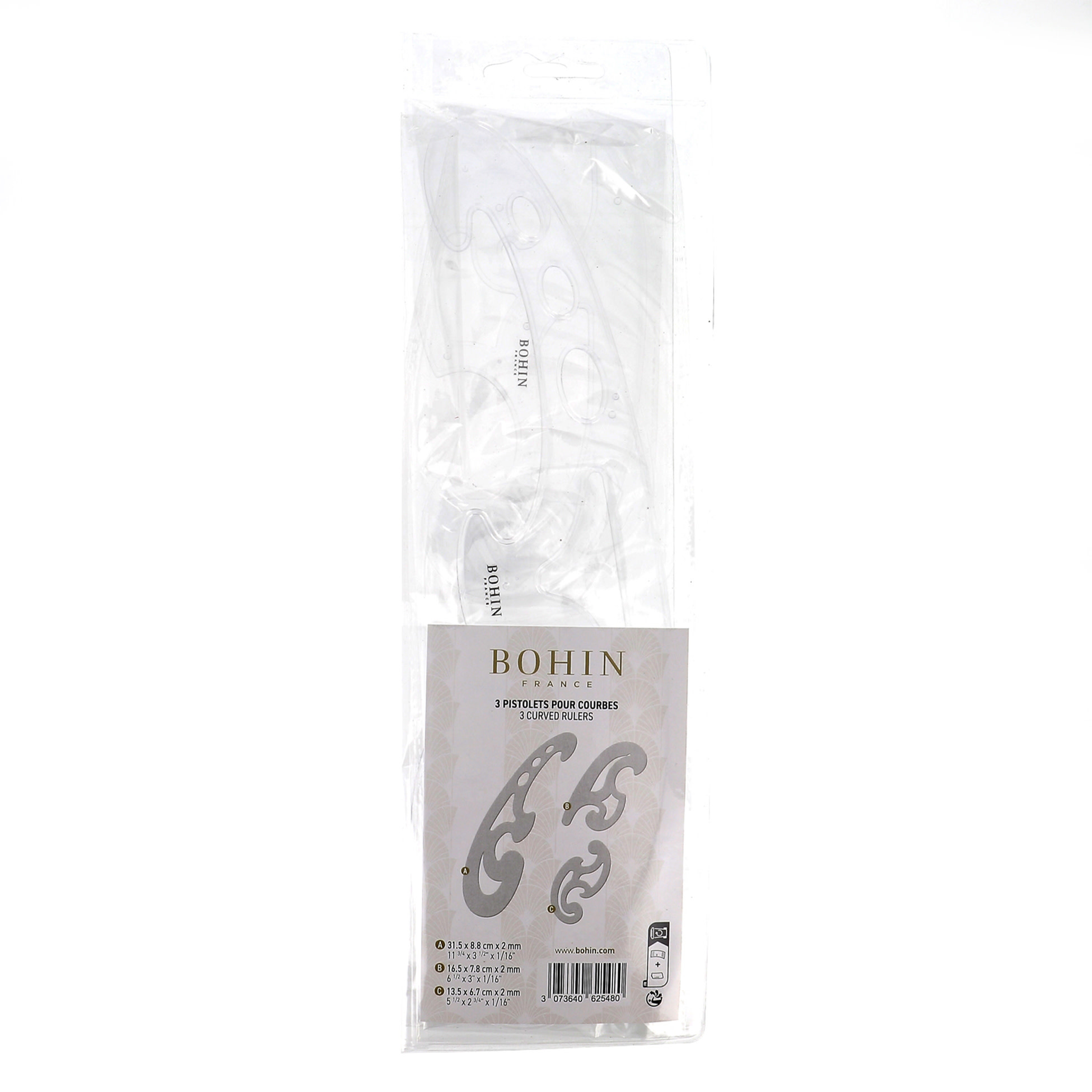Bohin France BOHIN Règles recourbées - 3 morceaux en plastique