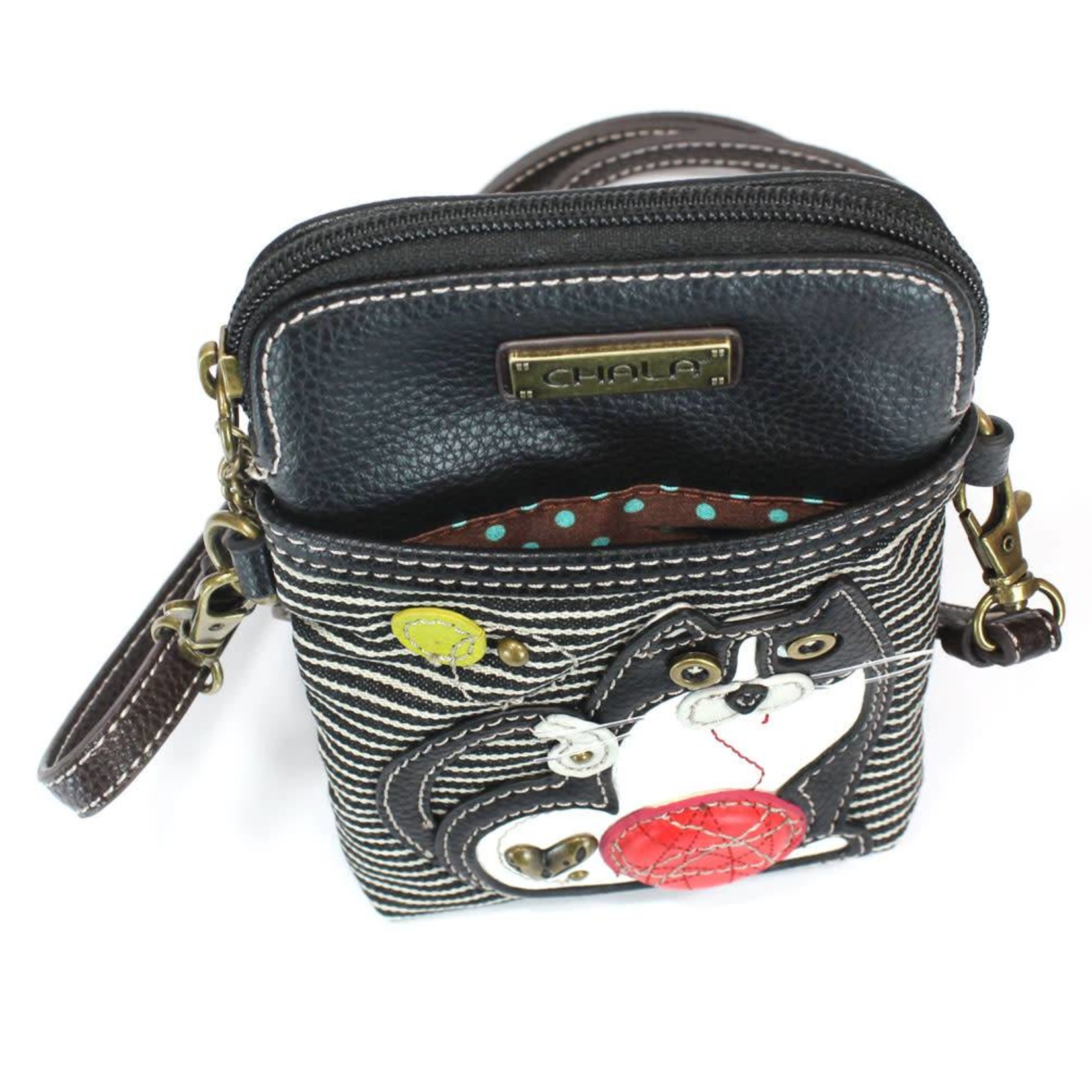 Chala Cell Phone Crossbody Fat Cat Black Stripe