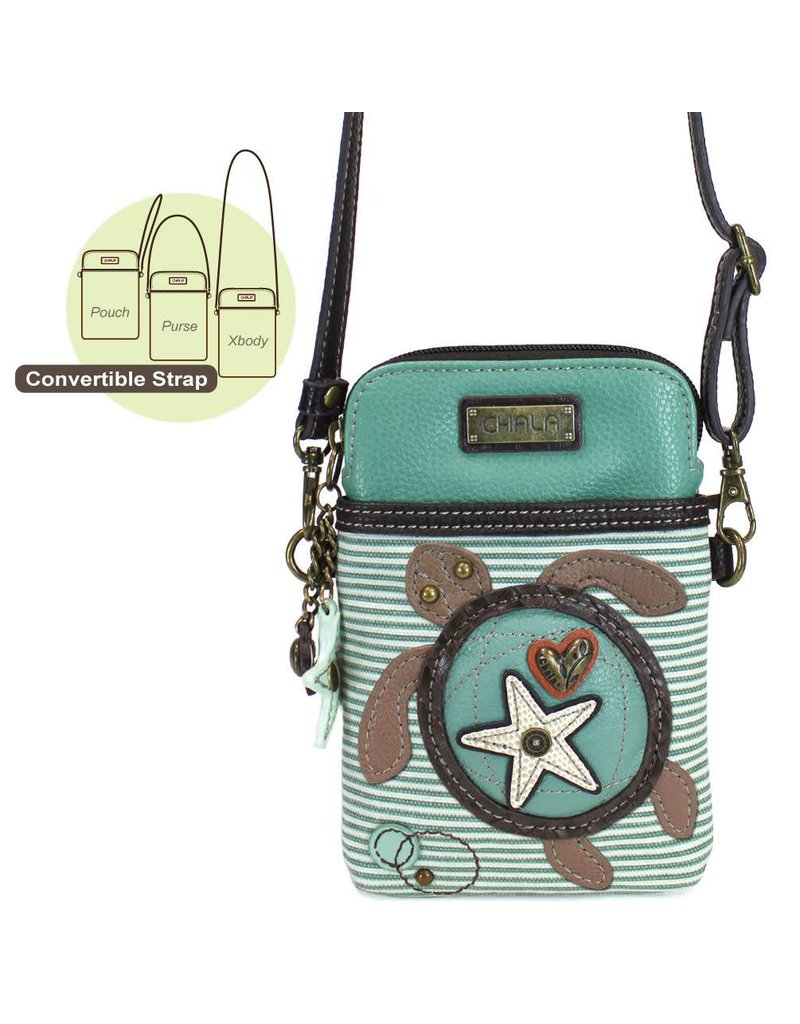 Chala Cell Phone Crossbody Turtle Teal Stripe