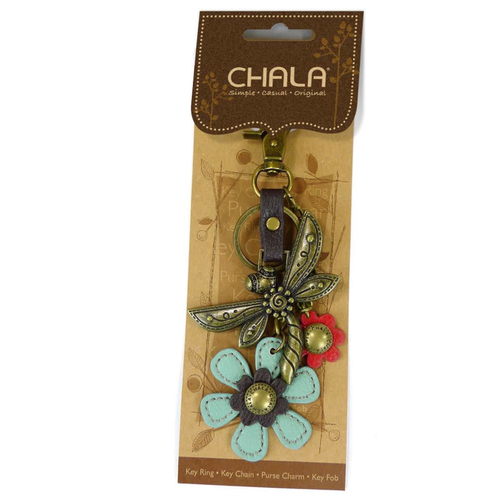 Chala Charming Key Chain Dragonfly Blue Flower