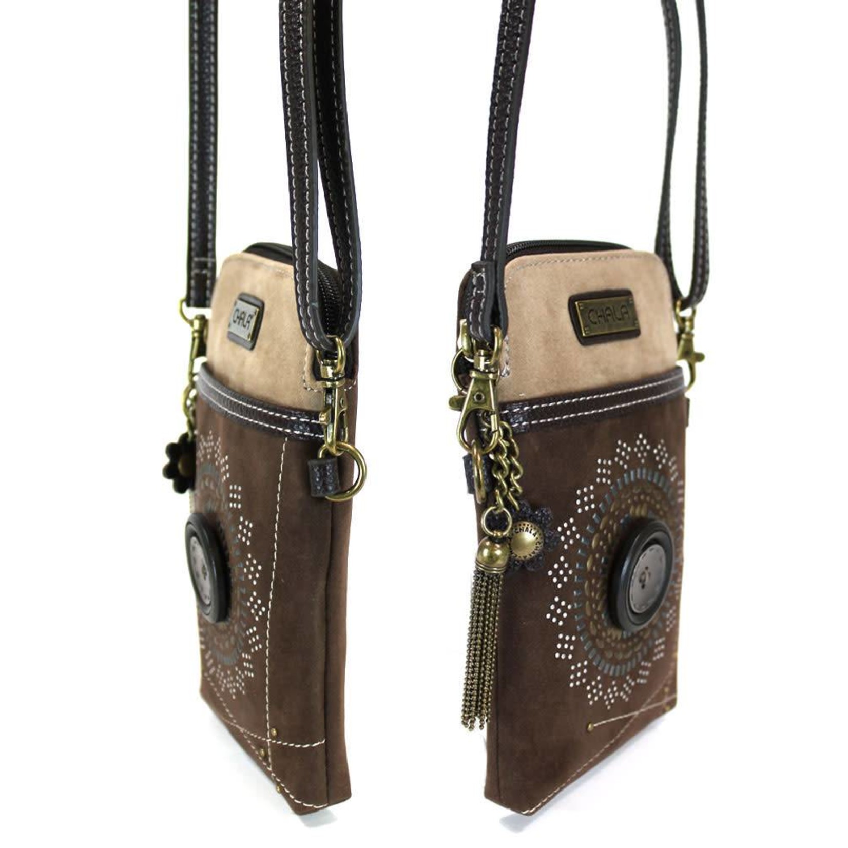 Chala Dazzled Cell Phone Crossbody Dark Brown Starburst