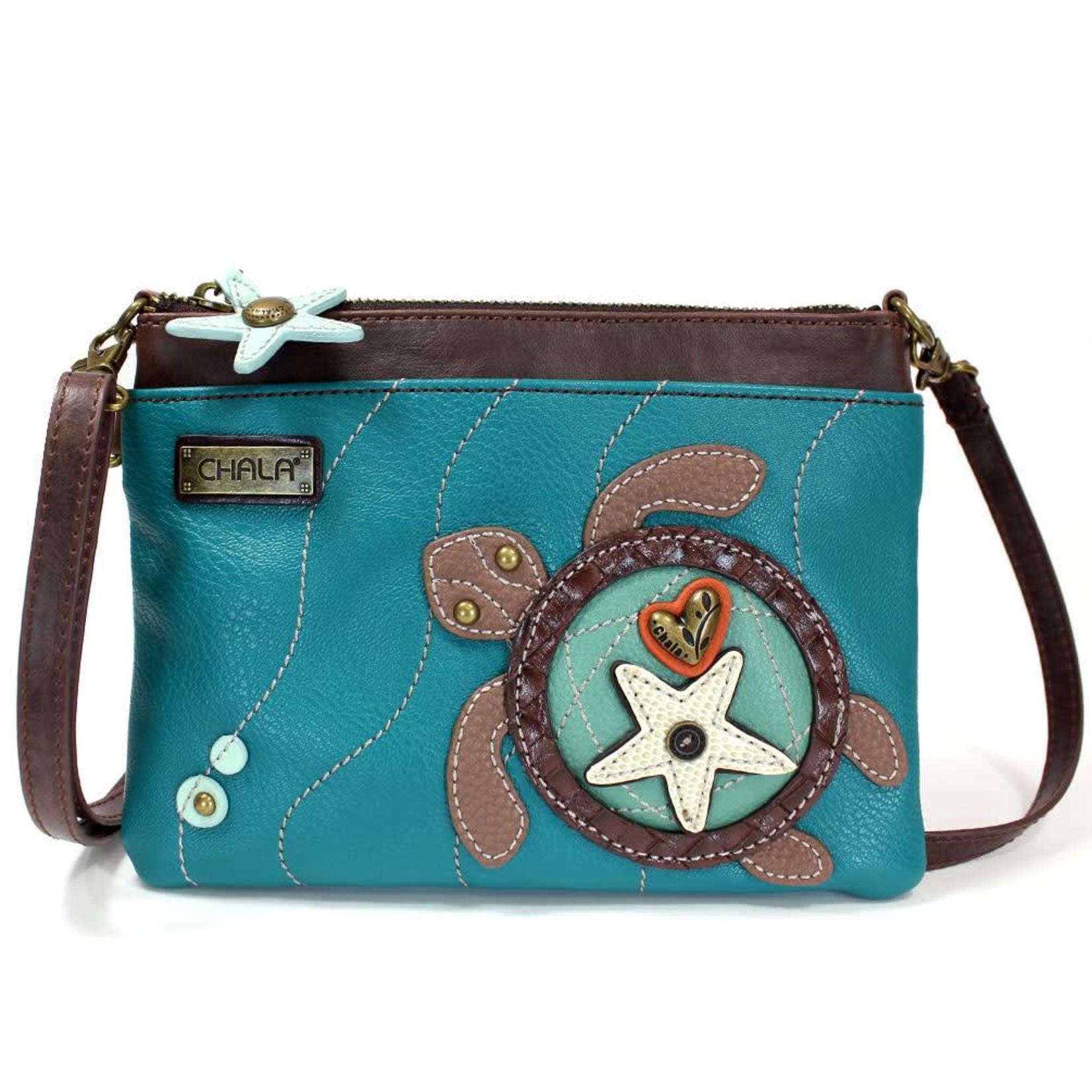 Chala Handbags Criss Cellphone Xbody - RFID - Turtle - Teal