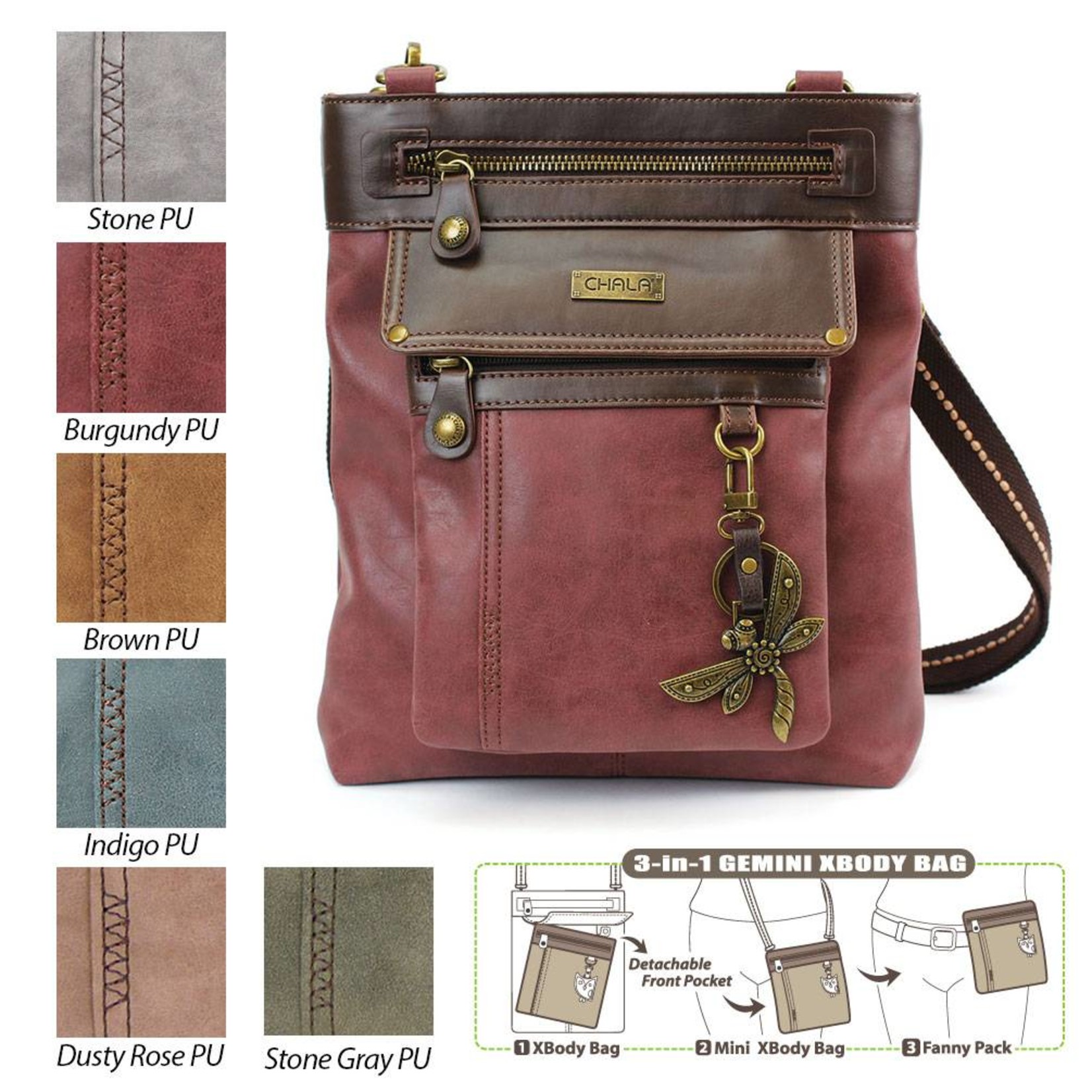 Chala Gemini Crossbody Gray Dragonfly