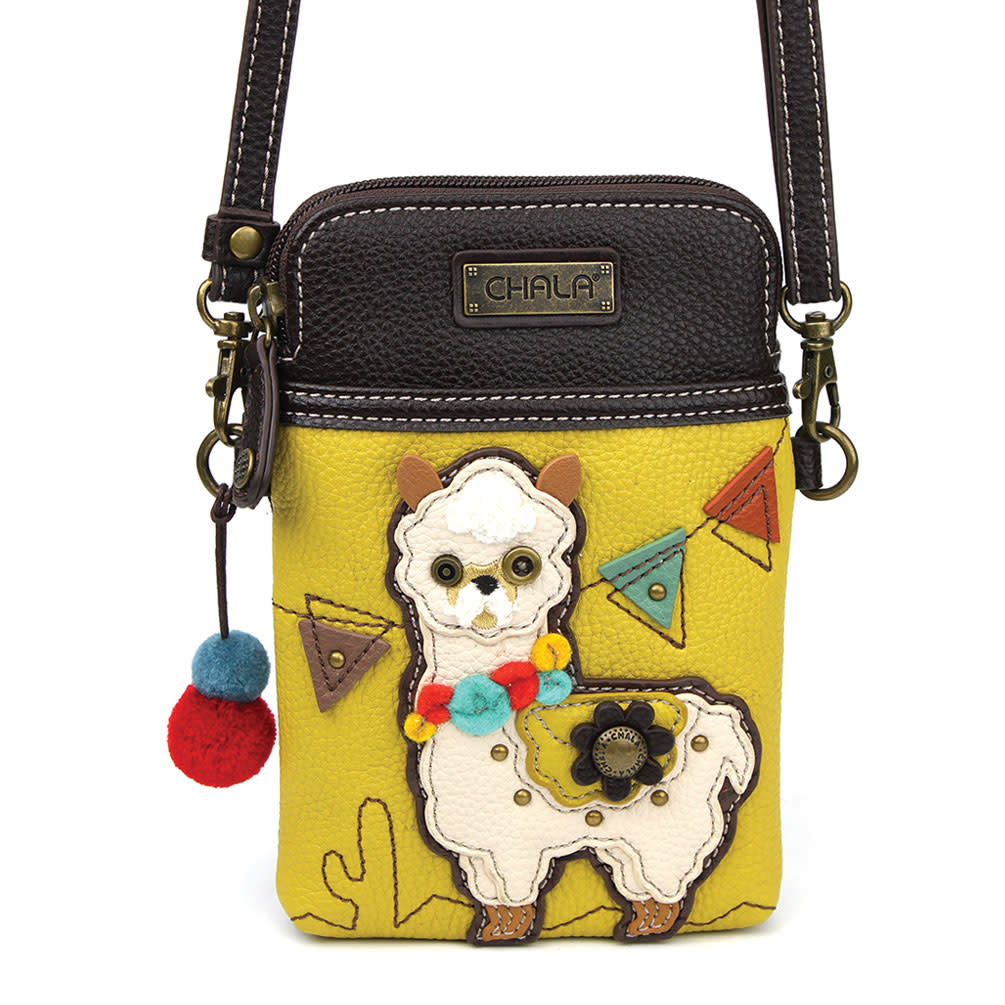 Chala Owl Cellphone Crossbody Bag – Mustard Yellow, Convertible Strap, Fun & Functional Small Purse