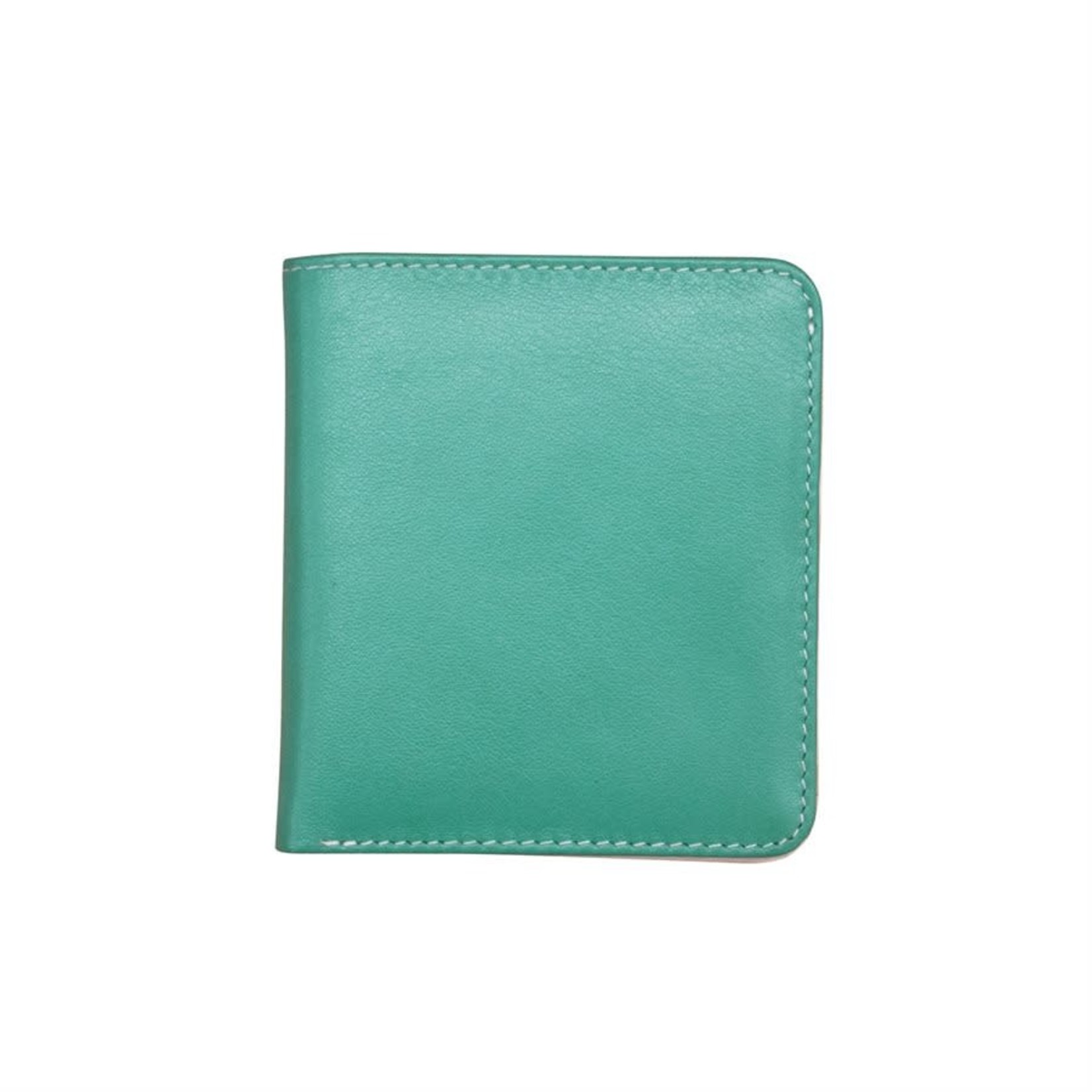 Leather Handbags and Accessories 7831 Turquoise/Bone - RFID Mini Wallet Two Toned