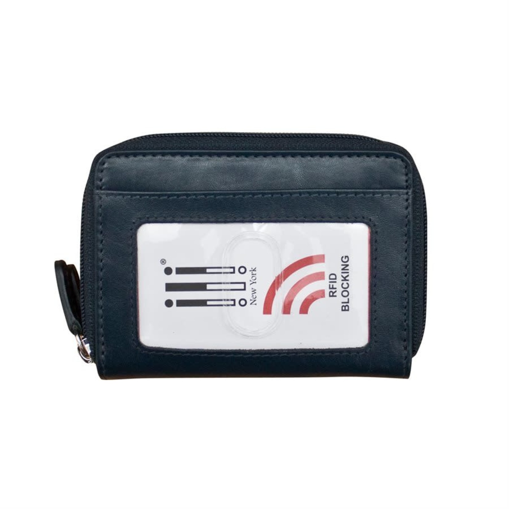 Leather Handbags and Accessories 6714 Classic Navy - RFID Double Zip Accordion Card Holder