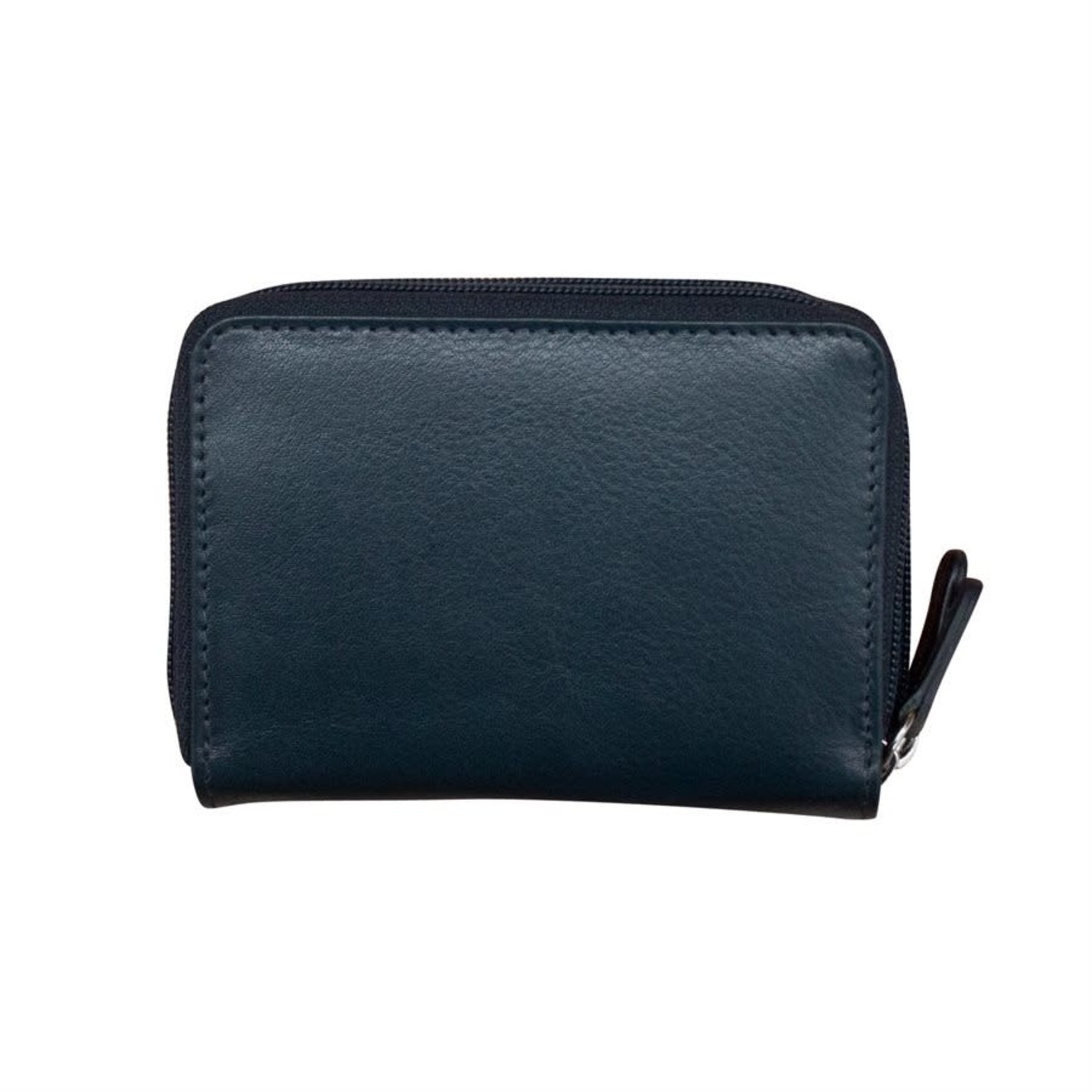Leather Handbags and Accessories 6714 Classic Navy - RFID Double Zip Accordion Card Holder