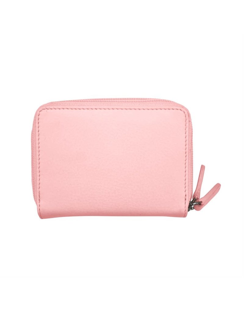 Leather Handbags And Accessories 6714 Pastel Pink Rfid Double Zip Accordion Card Holder