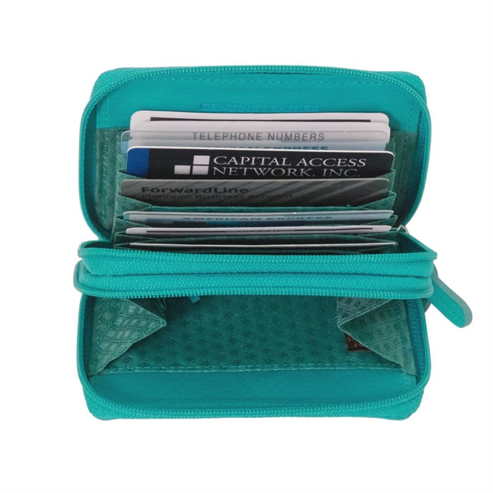 Leather Handbags and Accessories 6714 Walnut - RFID Double Zip Accordion Card Holder