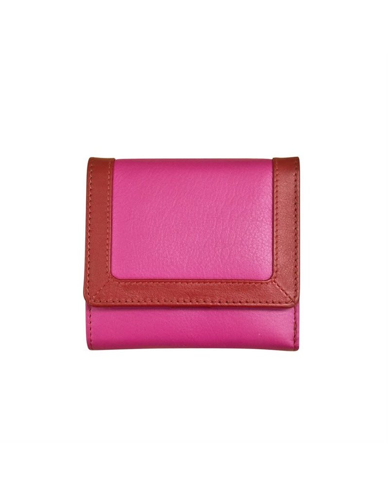leather handbags and accessories 7824 rouge rfid tri fold color block mini wallet block color