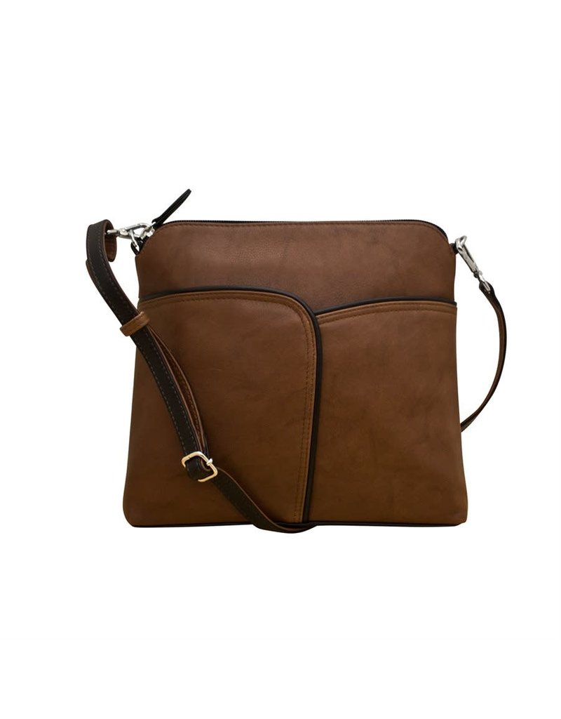 Leather Handbags And Accessories 6123 Toffee Black Two Tone Crossbody