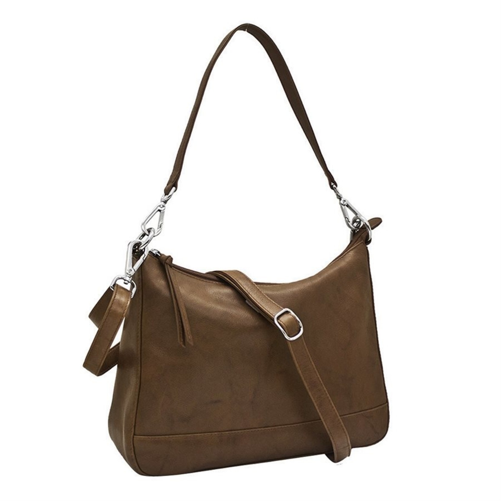 Leather Handbags and Accessories 6091 Toffee - Zip Top Hobo