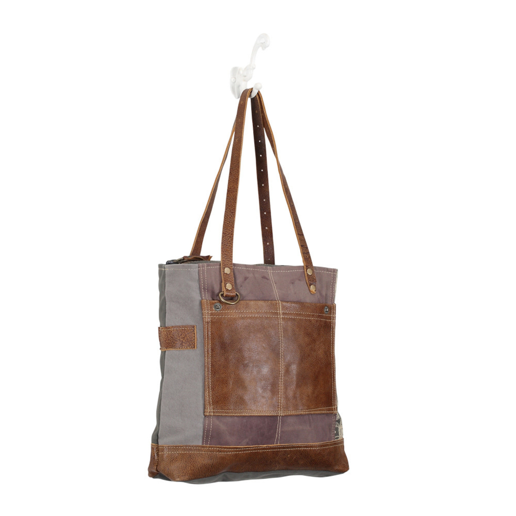 Myra Bags S-0915 Side Floral Print Canvas Tote Bag