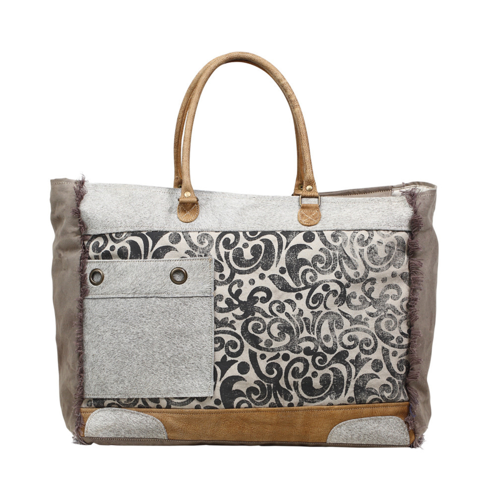 Myra Bags S-1199 Hide & Floral Print Weekender Bag 2026