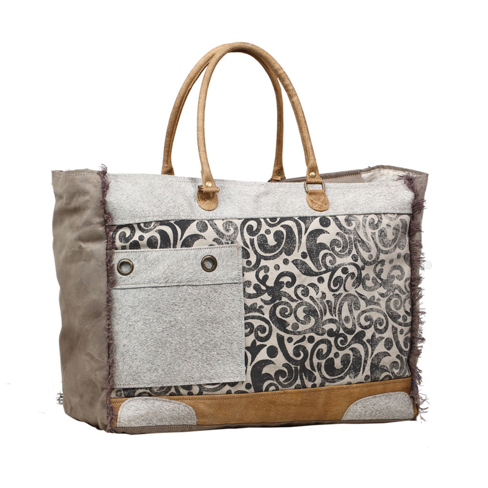 Myra Bags S-1199 Hide & Floral Print Weekender Bag 2026