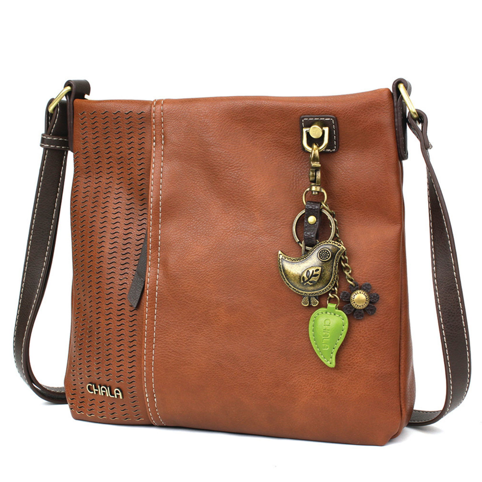 Chala Laser Cut Crossbody (Brown) Metal Bird