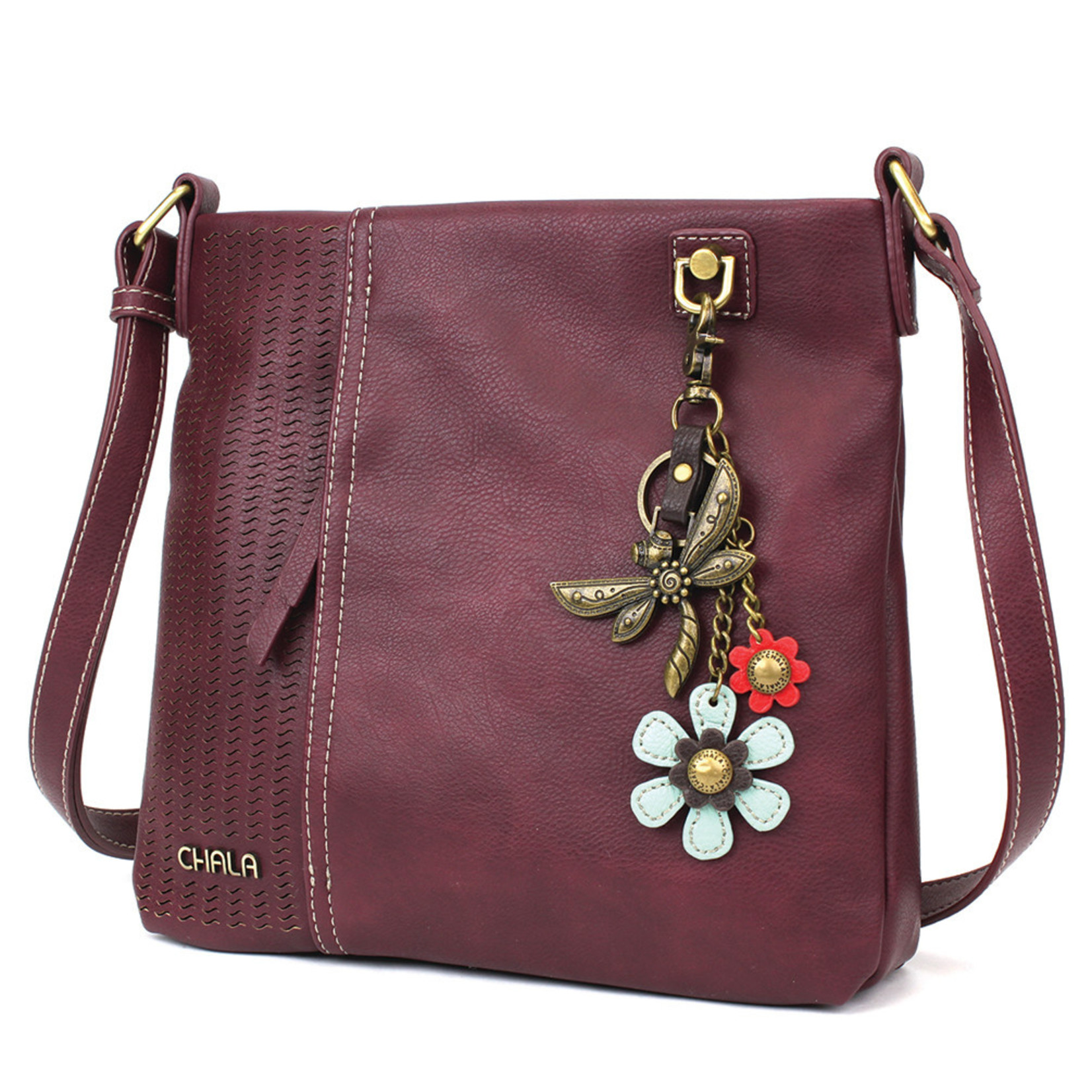 Chala Laser Cut Crossbody (Plum) Metal Dragonfly