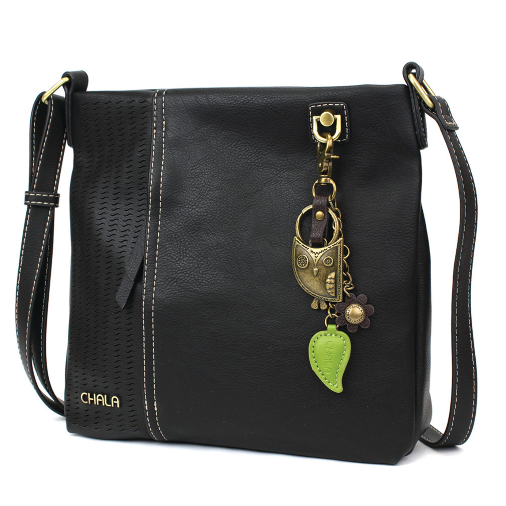 Chala Laser Cut Crossbody (Black) Metal Owl