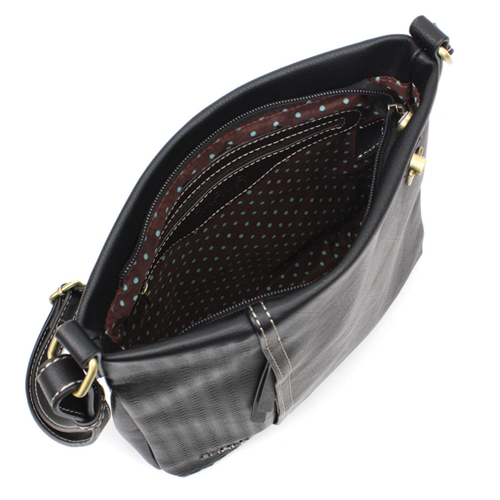 Chala Laser Cut Crossbody (Black) Metal Owl