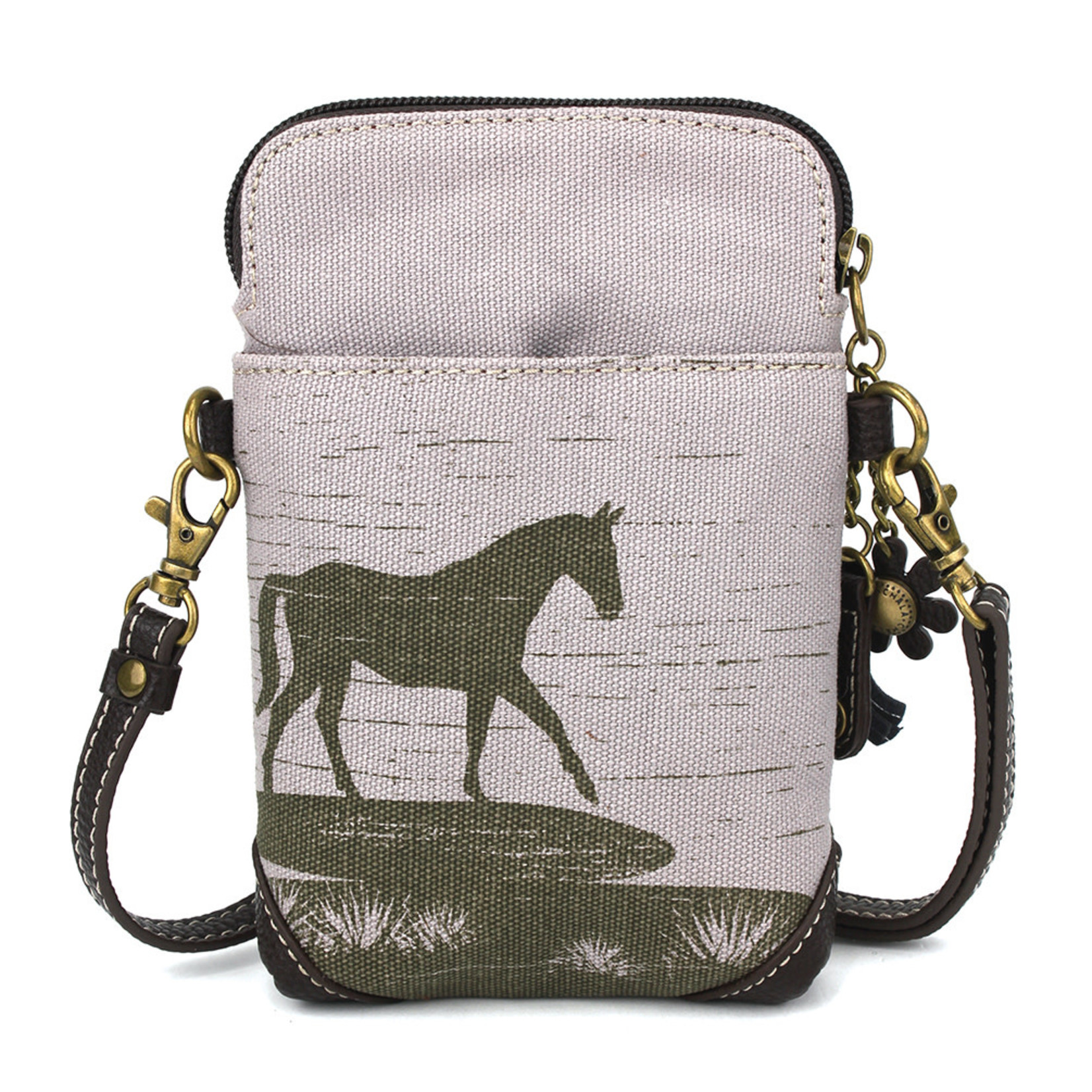 Chala Safari Horse Canvas Cell Phone Crossbody (Gray)