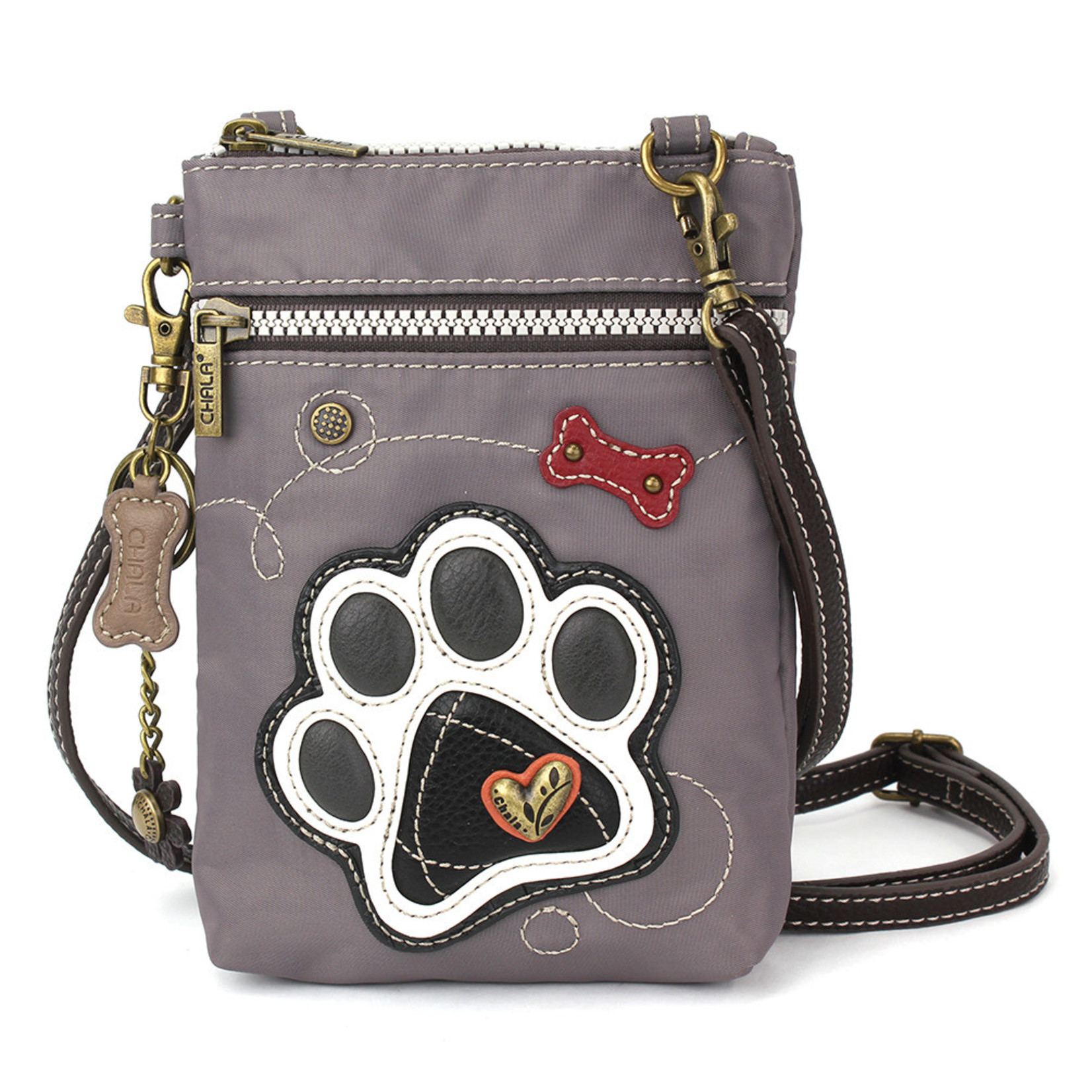 Chala Venture Cell Phone Crossbody - Paw Print - Gray