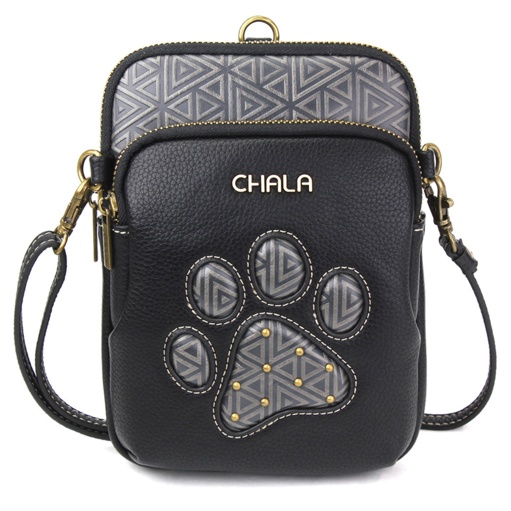 Chala Uni Cell Phone Crossbody - Paw Print - Black