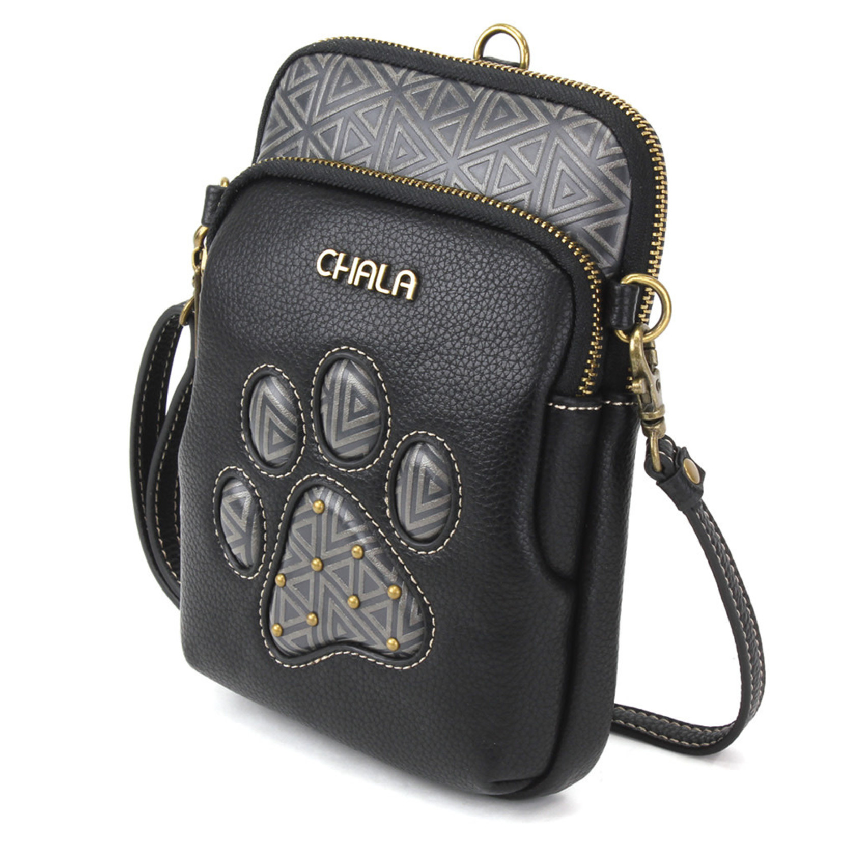 Chala Uni Cell Phone Crossbody - Paw Print - Black