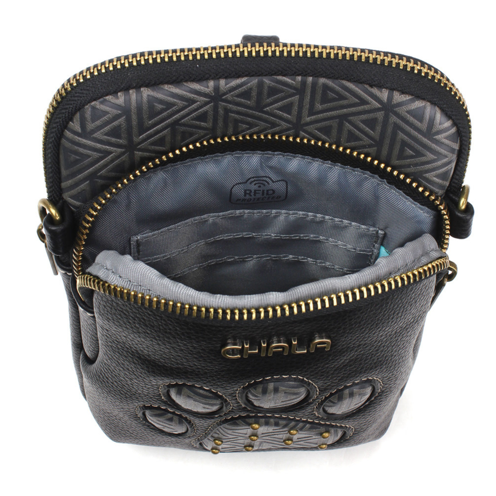 Chala Uni Cell Phone Crossbody - Paw Print - Black