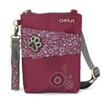 Chala Venture Evolution Cell Phone Crossbody - Paw Print - Burgundy