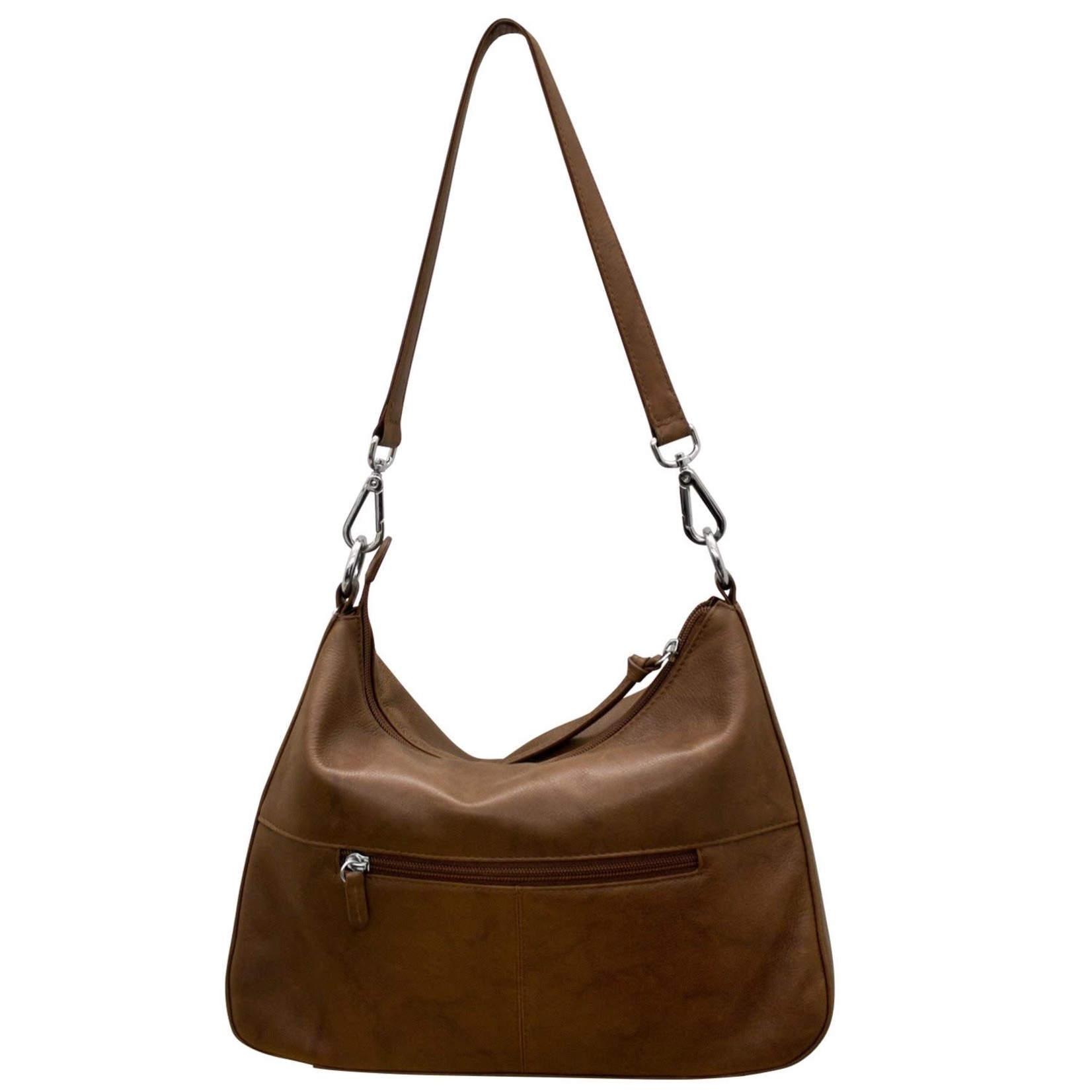 Leather Handbags and Accessories 6091 Toffee - Zip Top Hobo