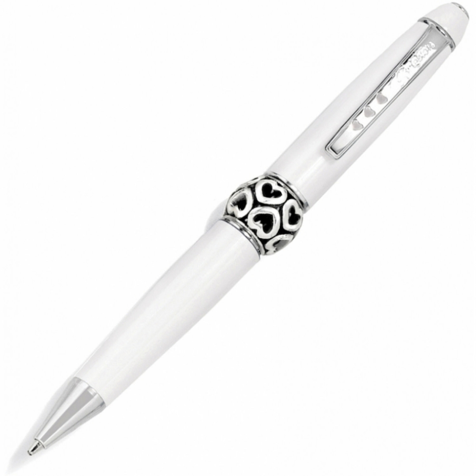Brighton J9820W Pen Pal Short Charm Pen - White/Silver