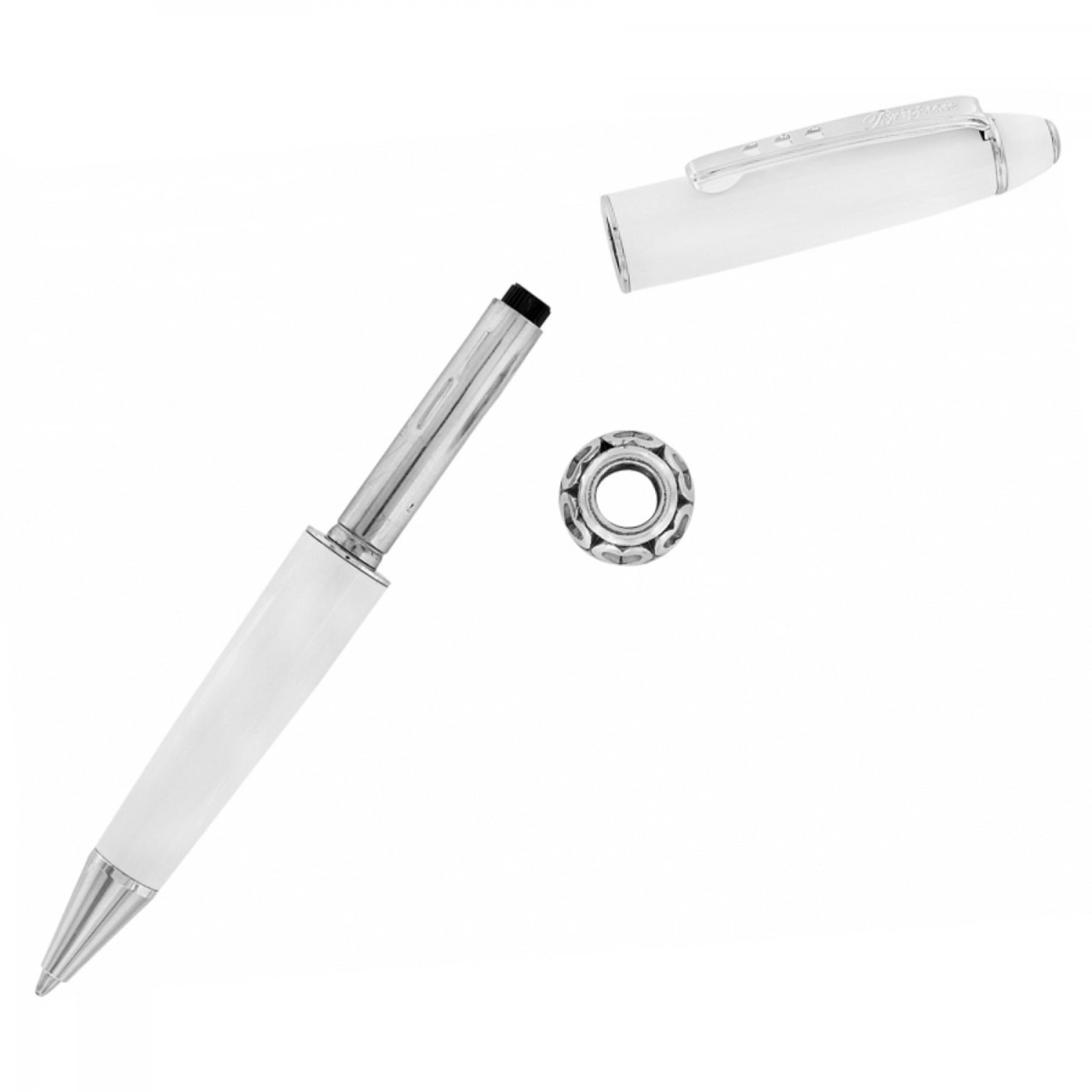 Brighton J9820W Pen Pal Short Charm Pen - White/Silver