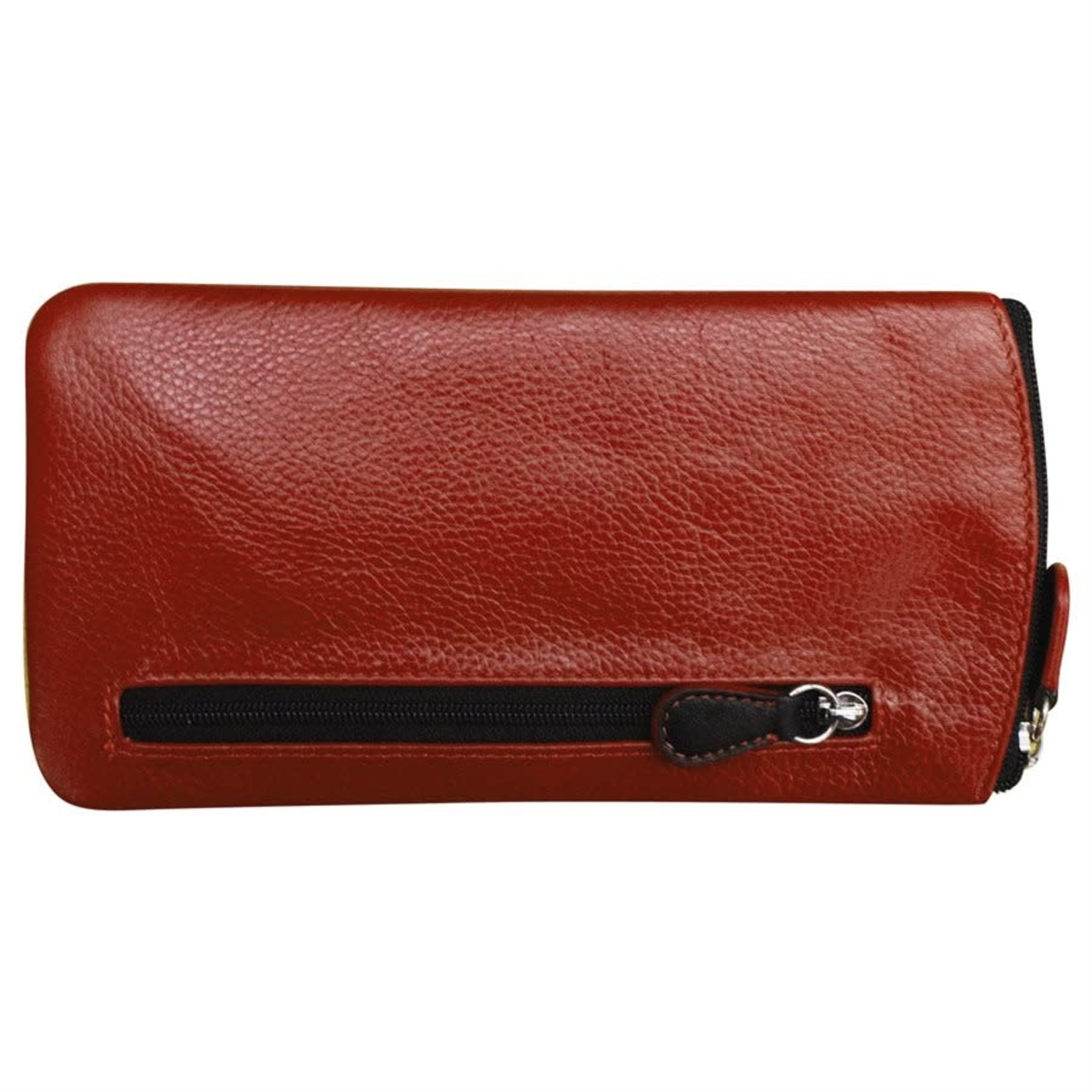 Leather Handbags and Accessories 6462 Red/Black - Leather Eyeglass Case