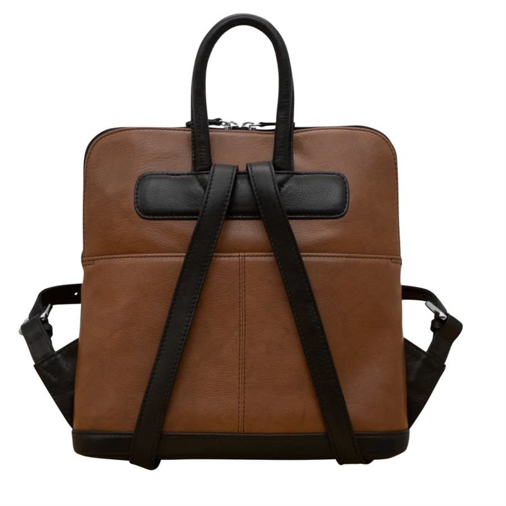 Leather Handbags and Accessories 6503 Toffee/Black - Small Backpack
