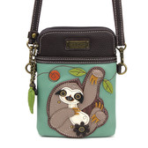 Chala Handbags Sloth Crescent Crossbody Purse - Turquoise Faux Leather, 10.5x10x3 Inches - View #9