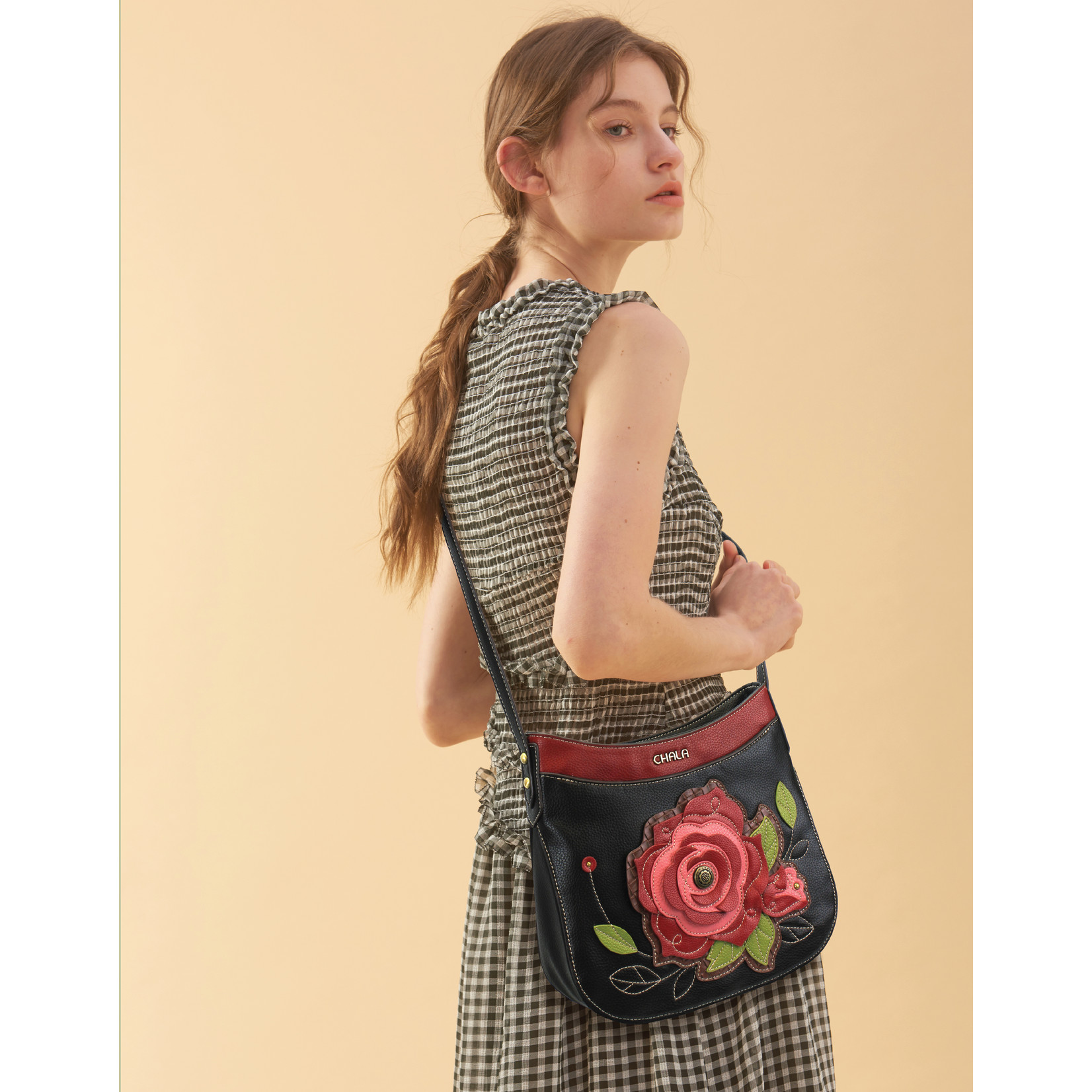 Chala Crescent Crossbody - Red Rose