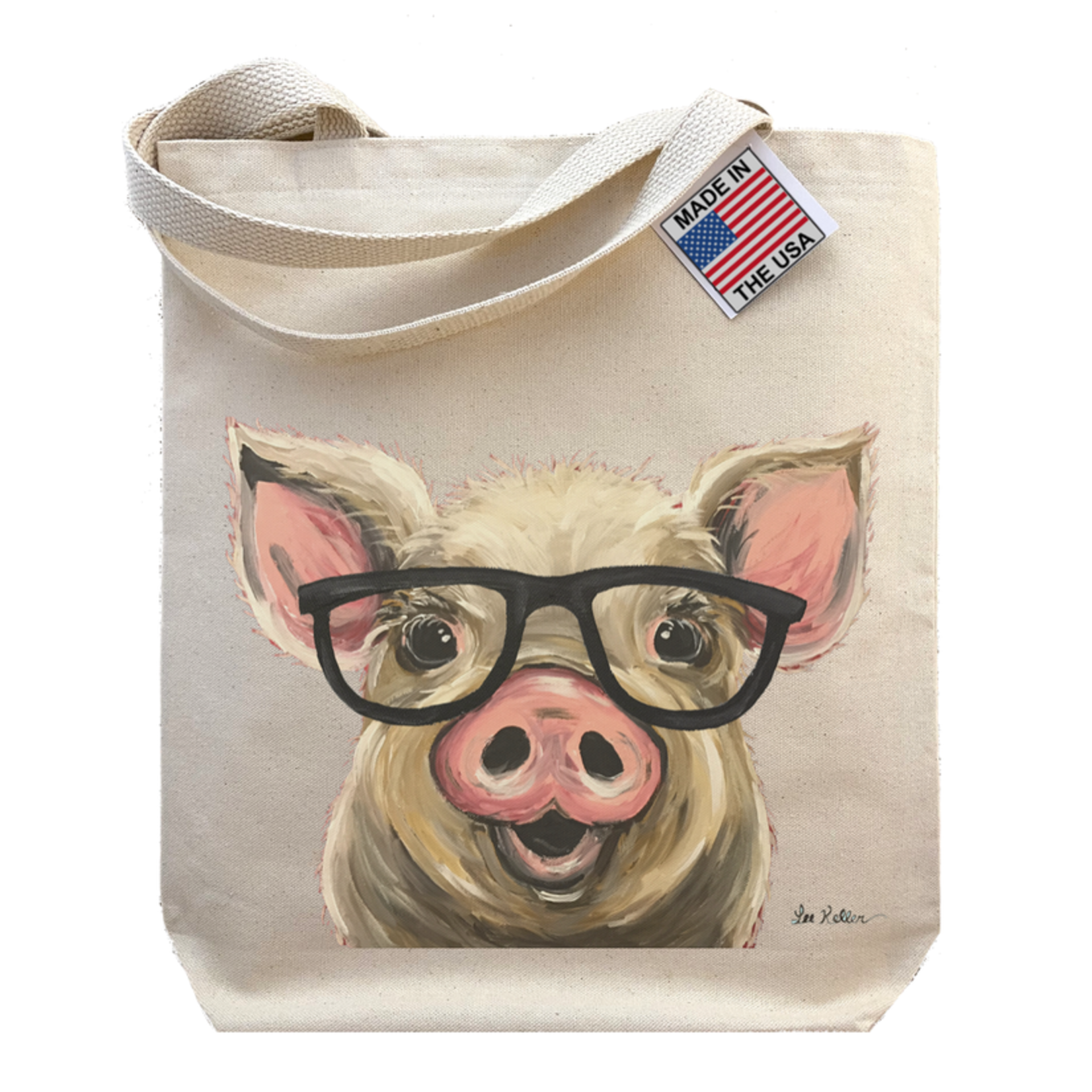 'Posey' Pig with Glasses - Gusset Tote