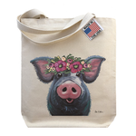 Hippie Hound Studios 'Lulu' Pig with Flowers - Gusset Tote