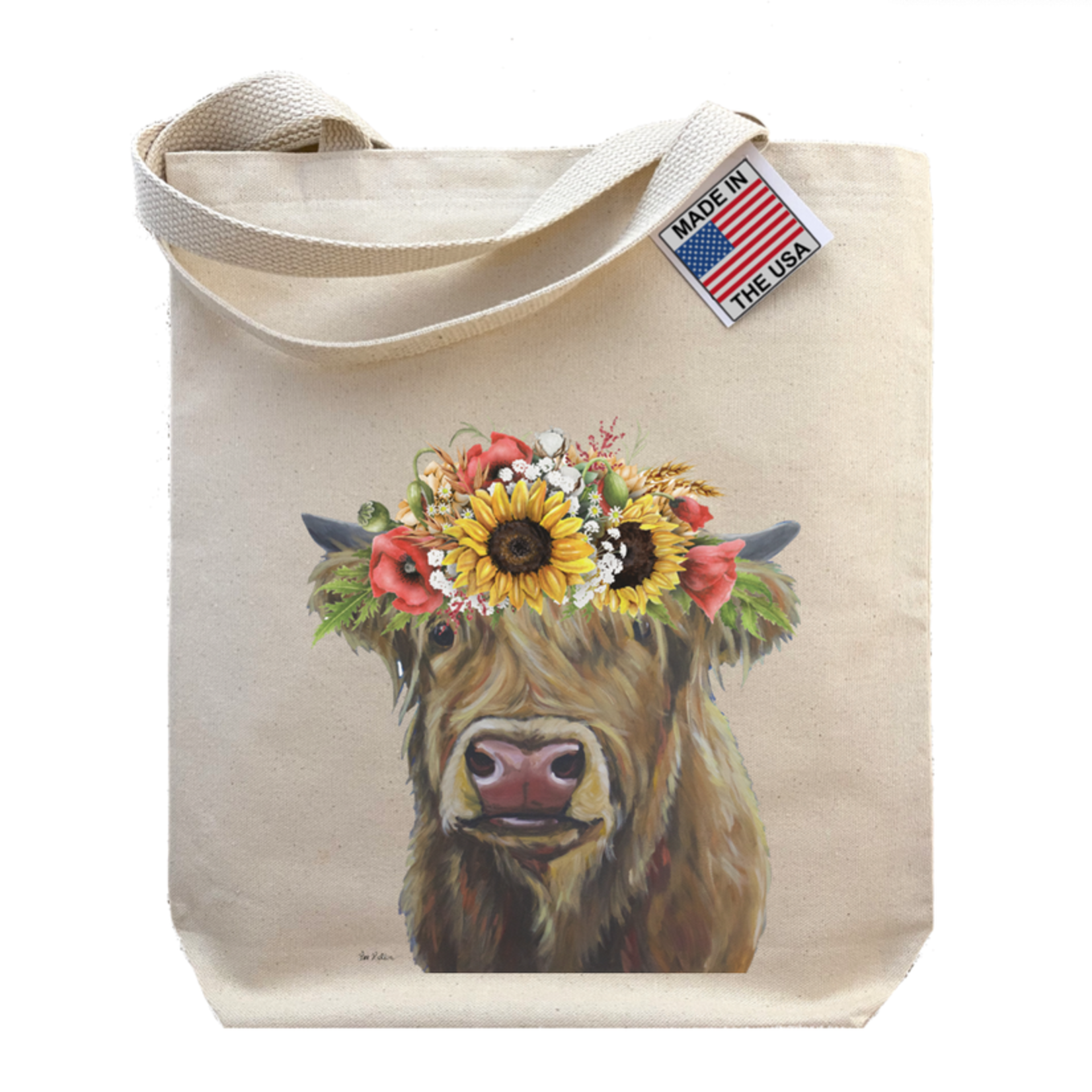 Hippie Hound Studios Highland Cow Colorful Sunflower - Gusset Tote