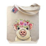 Hippie Hound Studios Spring Flower Pig - Gusset Tote