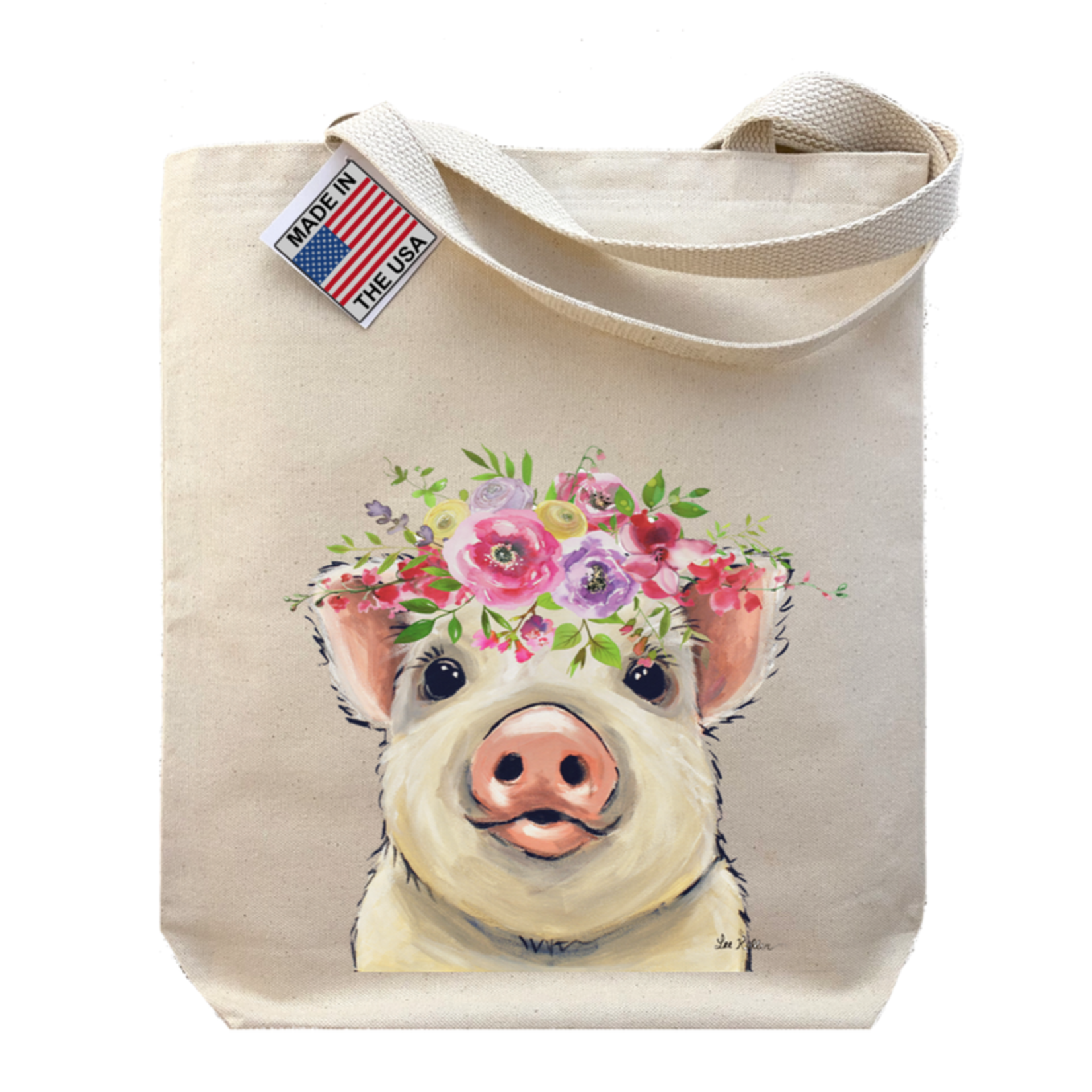 Spring Flower Pig - Gusset Tote