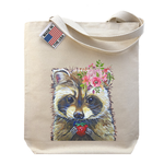 Hippie Hound Studios Spring Flower Raccoon - Gusset Tote