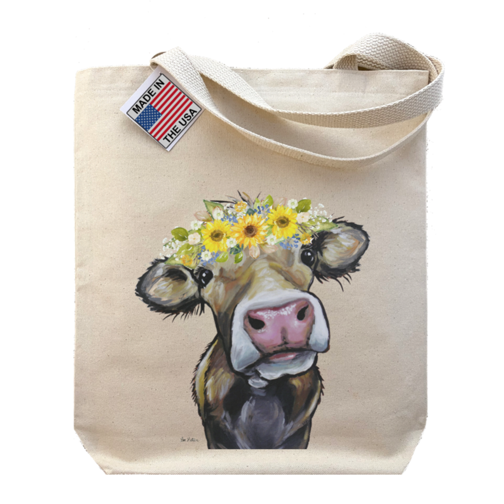 'Hazel' Cow Sunflowers - Gusset Tote