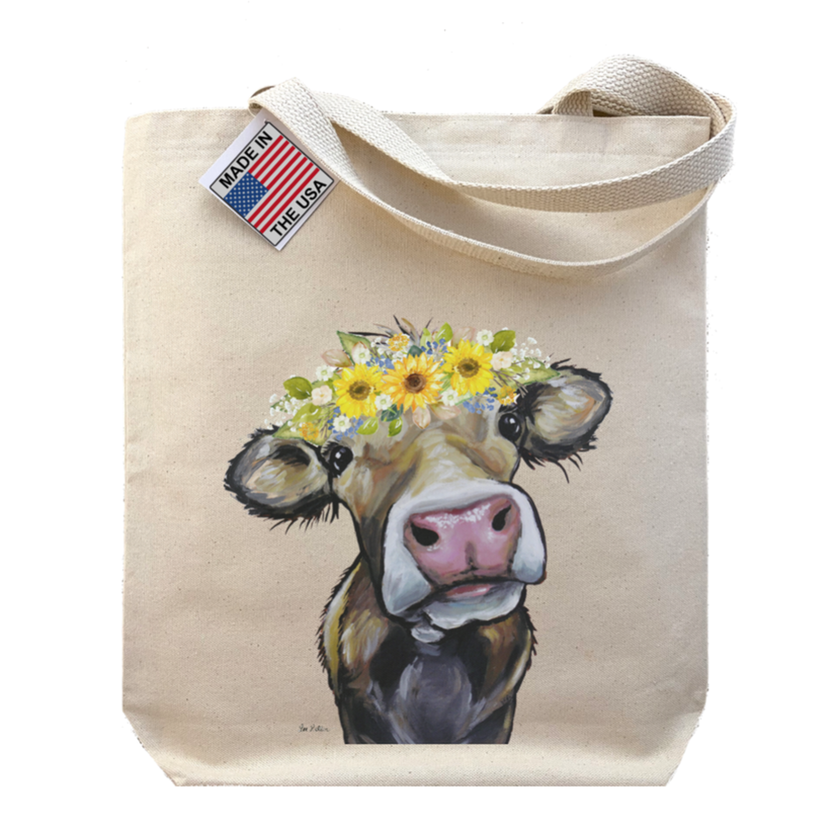 Hippie Hound Studios 'Hazel' Cow Sunflowers - Gusset Tote