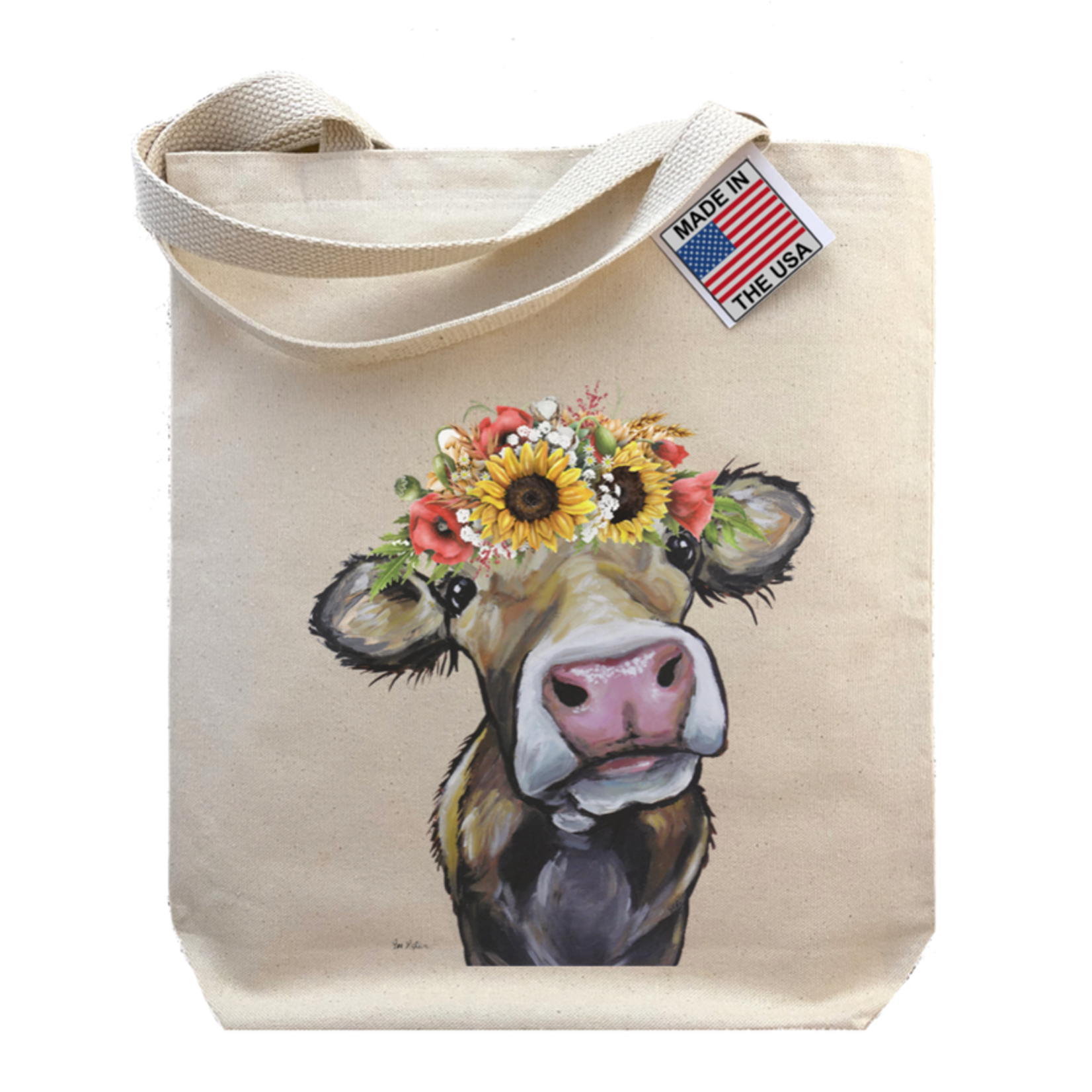 Colorful Sunflower Cow 'Hazel' - Gusset Tote